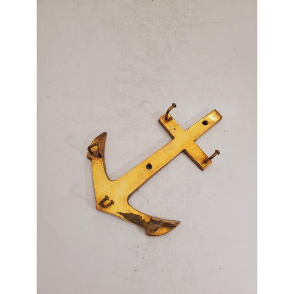 Vintage Brass Wall Key Holder Rack with five (5) Hooks | Mid Century Modern | - Picture 8 of 10